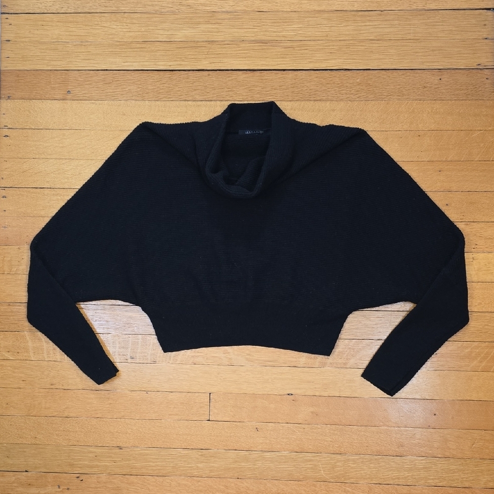 AllSaints, Ridley Crop Batwing Jumper/Sweater, Black, EUC, Women's XS
